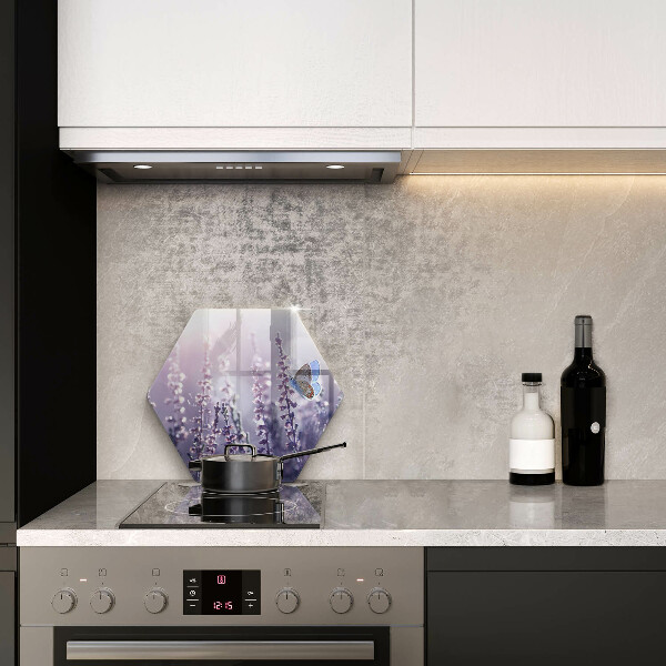 Skärbräda glas sexhörning Vildblommor och fjäril