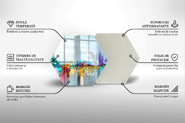 Skärbräda glas sexhörning Målad abstraktion