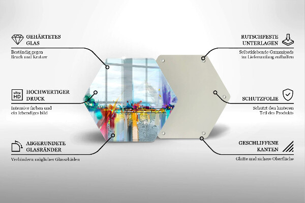 Skärbräda glas sexhörning Målad abstraktion
