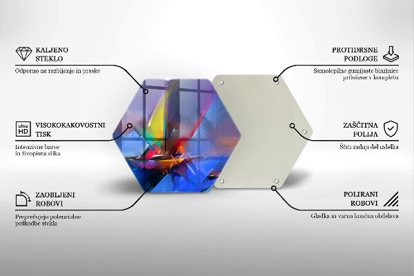 Skärbräda glas sexhörning Målad abstraktion