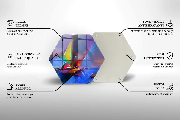 Skärbräda glas sexhörning Målad abstraktion