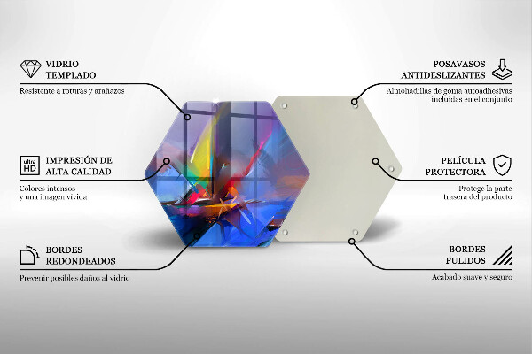 Skärbräda glas sexhörning Målad abstraktion