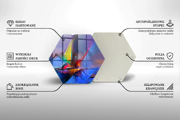 Skärbräda glas sexhörning Målad abstraktion