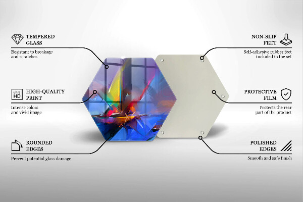 Skärbräda glas sexhörning Målad abstraktion