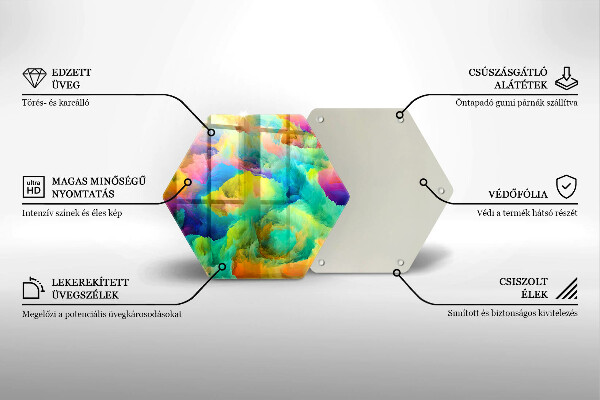 Skärbräda glas sexhörning Färgglad abstraktion