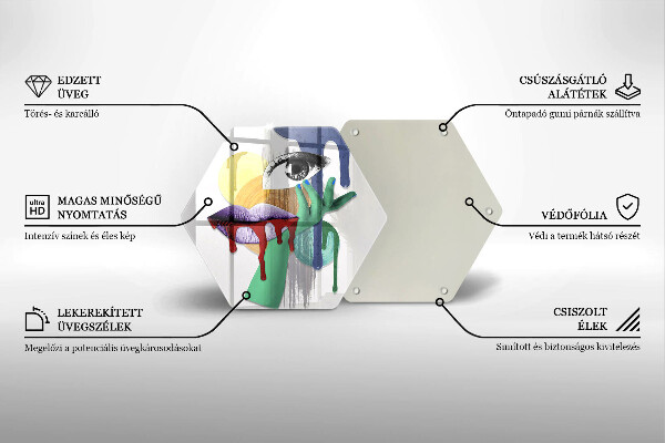 Skärbräda glas sexhörning Konst abstrakt collage
