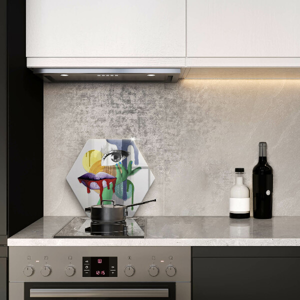 Skärbräda glas sexhörning Konst abstrakt collage