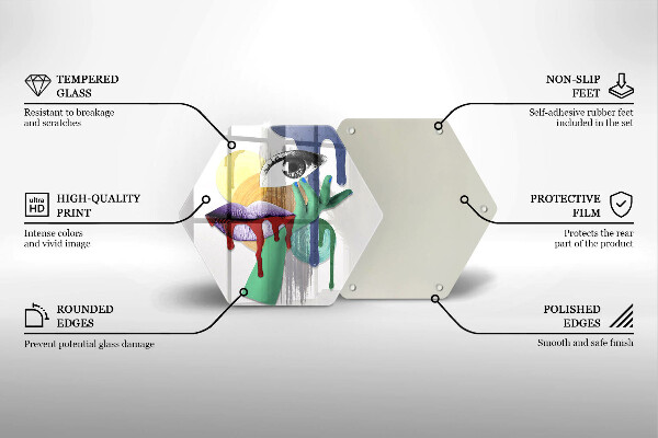 Skärbräda glas sexhörning Konst abstrakt collage