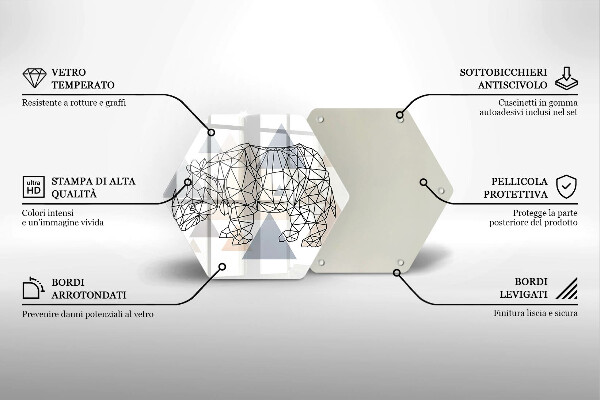 Skärbräda glas sexhörning Line art noshörning