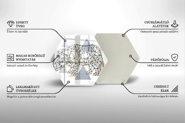 Skärbräda glas sexhörning Line art noshörning