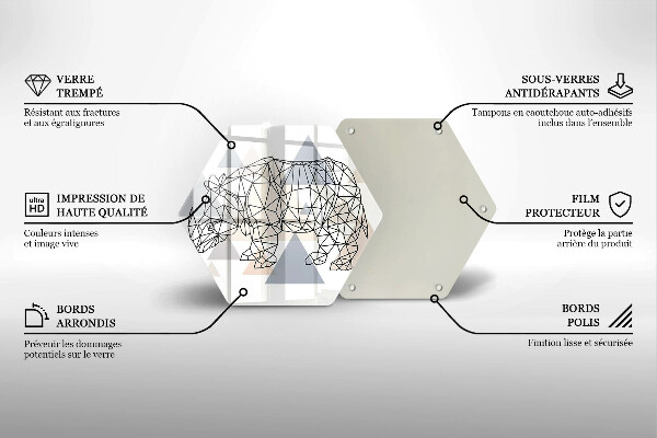 Skärbräda glas sexhörning Line art noshörning