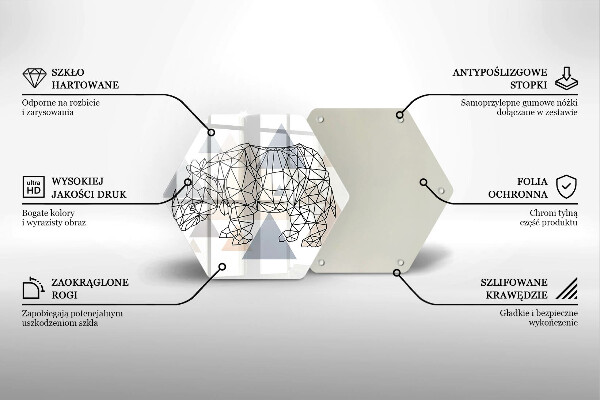 Skärbräda glas sexhörning Line art noshörning
