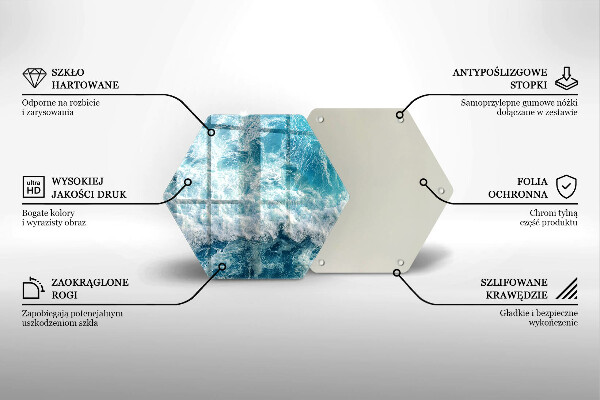 Skärbräda glas sexhörning Havsvattenvågor