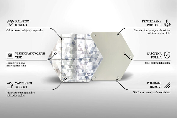 Skärbräda glas sexhörning Trianglar mönster