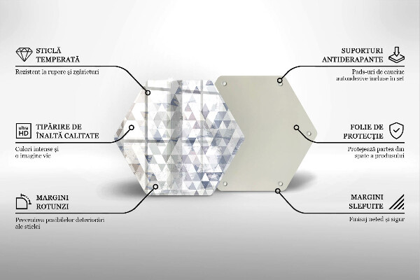Skärbräda glas sexhörning Trianglar mönster