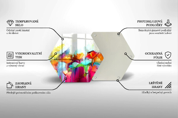 Skärbräda glas sexhörning Målade blommor