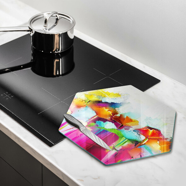 Skärbräda glas sexhörning Målade blommor