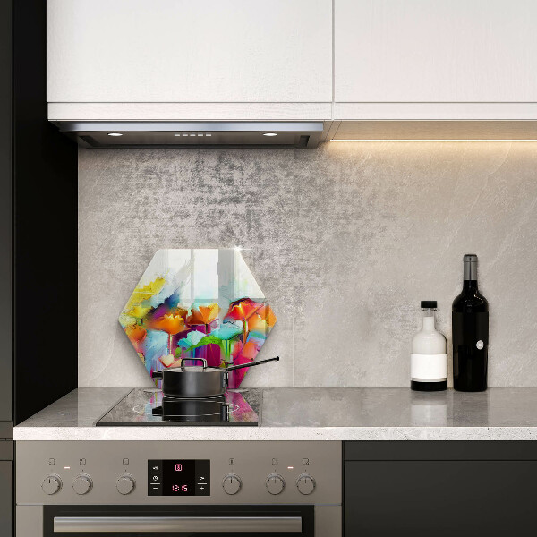 Skärbräda glas sexhörning Målade blommor