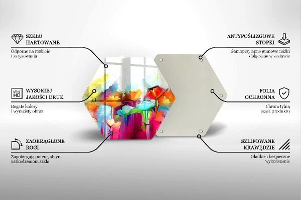 Skärbräda glas sexhörning Målade blommor