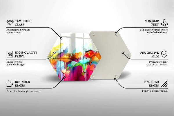Skärbräda glas sexhörning Målade blommor