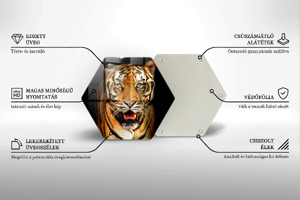 Skärbräda glas sexhörning Vild djur tiger