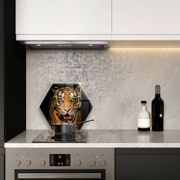 Skärbräda glas sexhörning Vild djur tiger