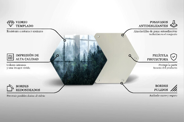 Skärbräda glas sexhörning Skogsträd och dimma