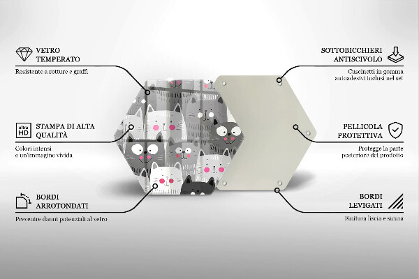 Skärbräda glas sexhörning Katter illustration