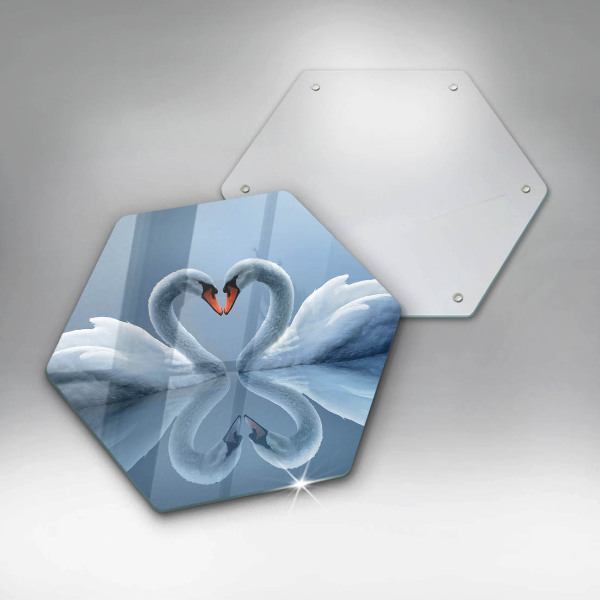 Skärbräda glas sexhörning Två svanhjärtan