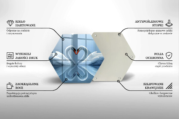 Skärbräda glas sexhörning Två svanhjärtan