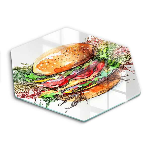 Skärbräda glas sexhörning Hamburgerteckning