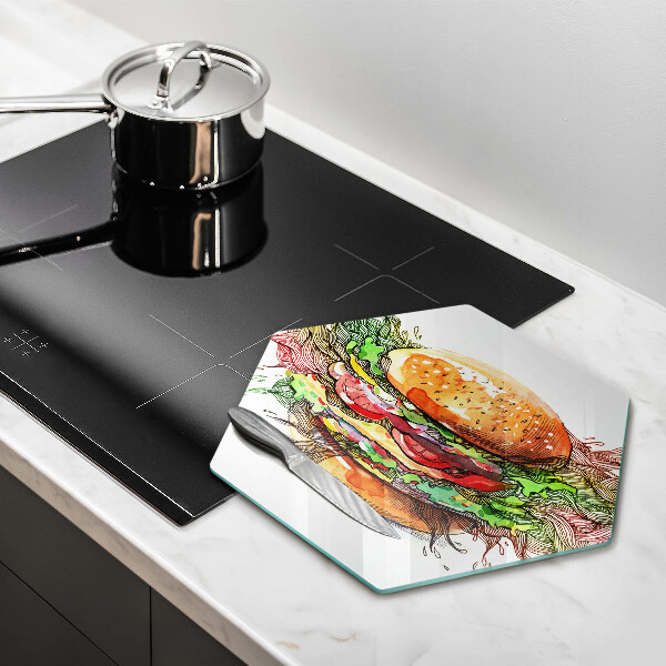 Skärbräda glas sexhörning Hamburgerteckning