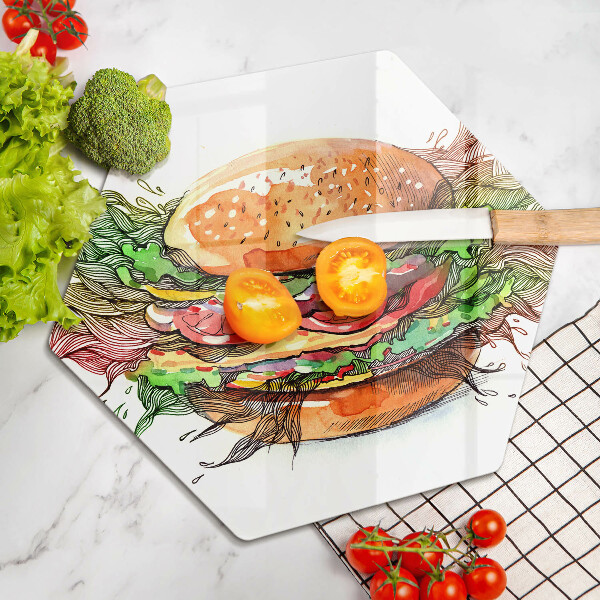 Skärbräda glas sexhörning Hamburgerteckning