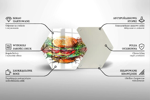 Skärbräda glas sexhörning Hamburgerteckning