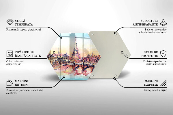 Skärbräda glas sexhörning Landskap av Paris Eiffeltorn