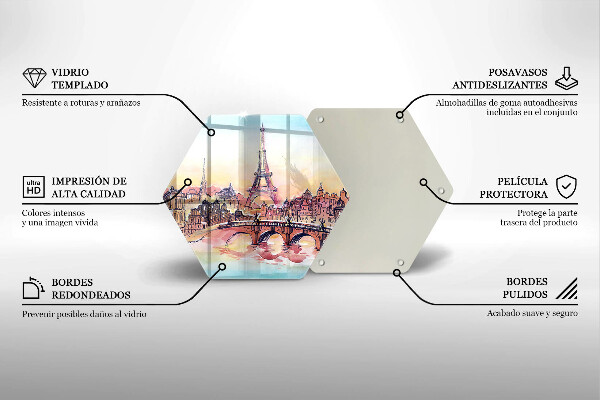 Skärbräda glas sexhörning Landskap av Paris Eiffeltorn