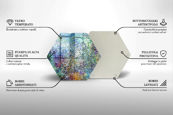 Skärbräda glas sexhörning Färgglad linje abstraktion