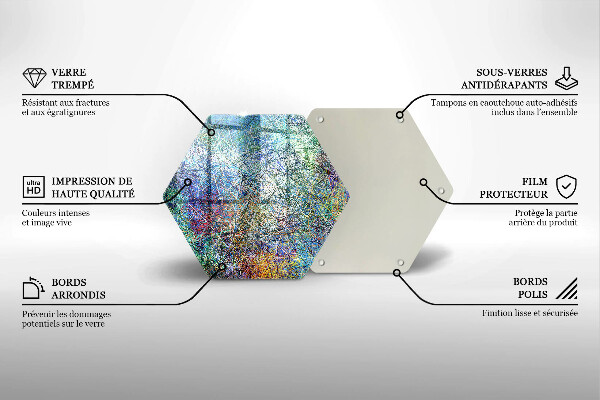 Skärbräda glas sexhörning Färgglad linje abstraktion