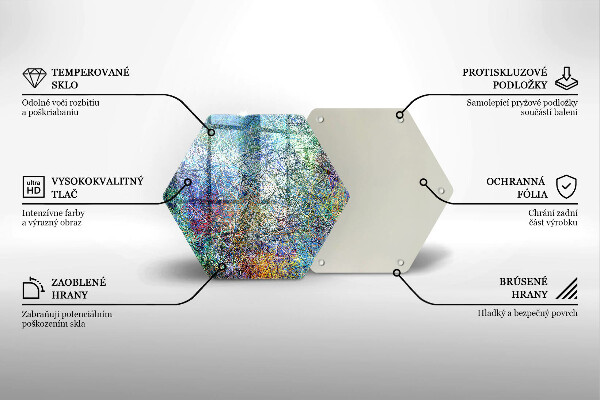 Skärbräda glas sexhörning Färgglad linje abstraktion