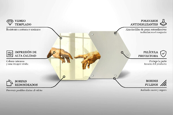 Skärbräda glas sexhörning Skapandet av Adams händer