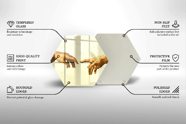 Skärbräda glas sexhörning Skapandet av Adams händer