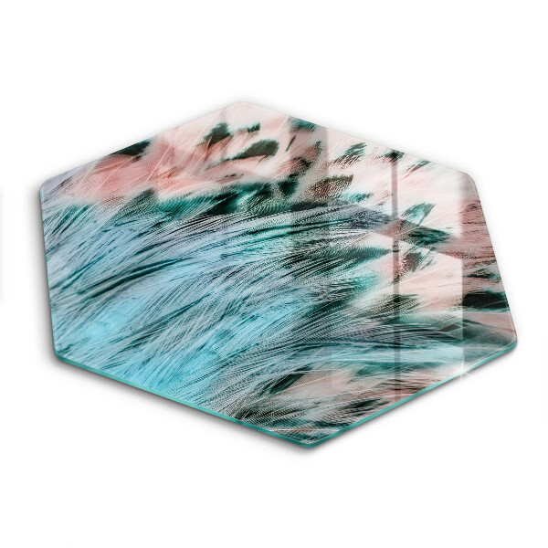 Skärbräda glas sexhörning Boho fågelfjädrar