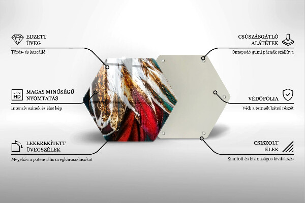 Skärbräda glas sexhörning Boho fågelfjädrar