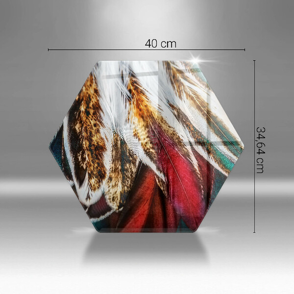Skärbräda glas sexhörning Boho fågelfjädrar