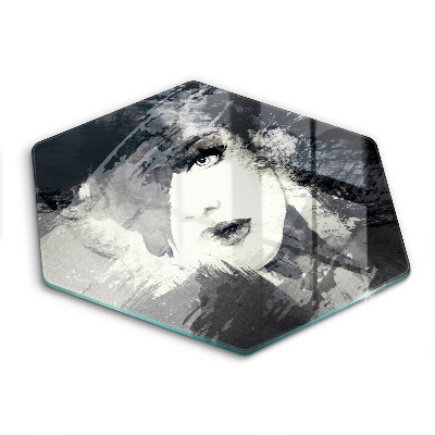 Skärbräda glas sexhörning Målning av en kvinna