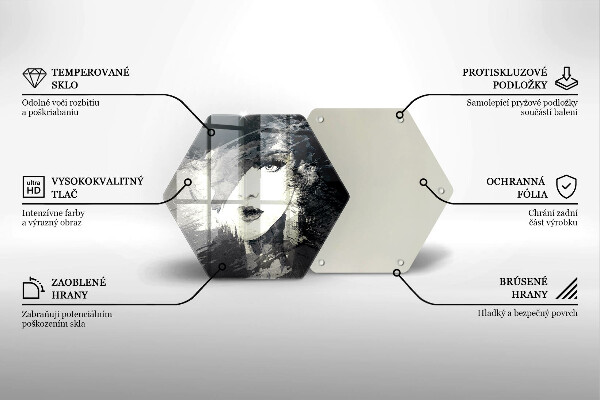 Skärbräda glas sexhörning Målning av en kvinna