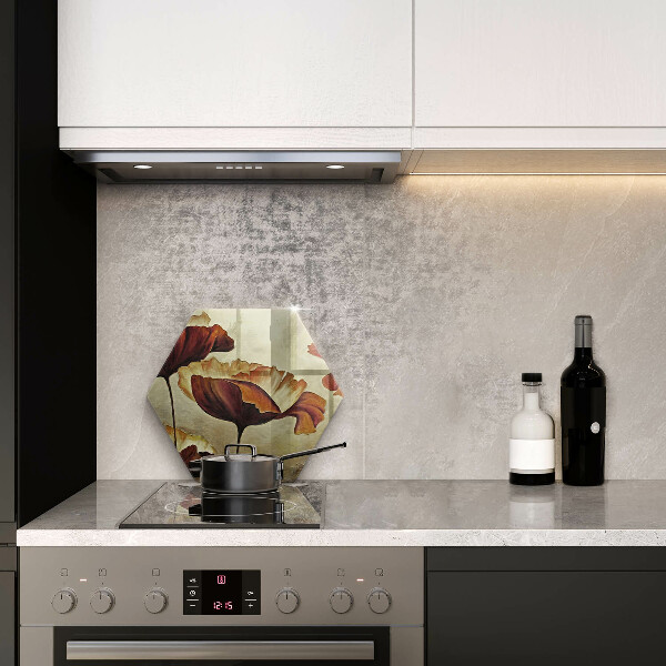 Skärbräda glas sexhörning Målade bohoblommor