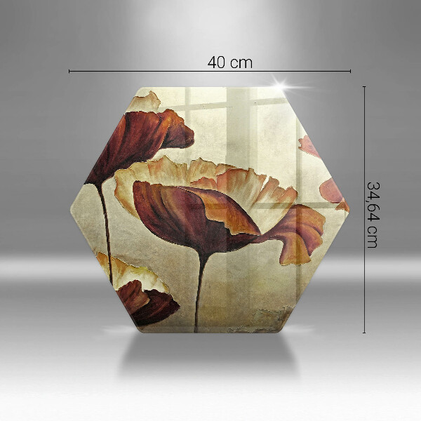 Skärbräda glas sexhörning Målade bohoblommor