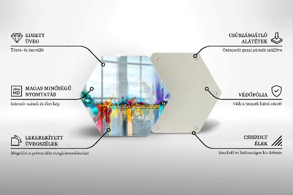 Skärbräda glas sexhörning Målad abstraktion