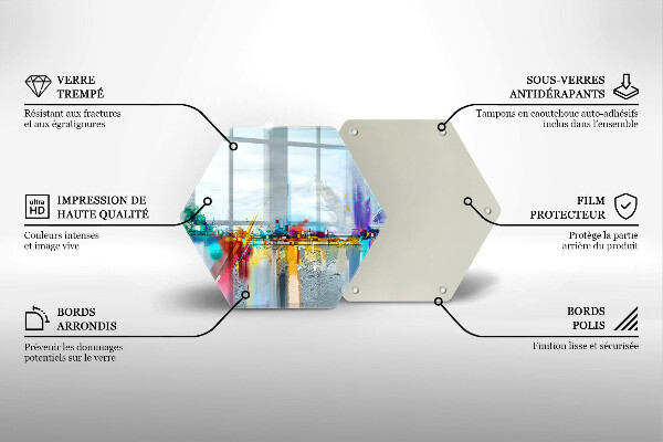 Skärbräda glas sexhörning Målad abstraktion